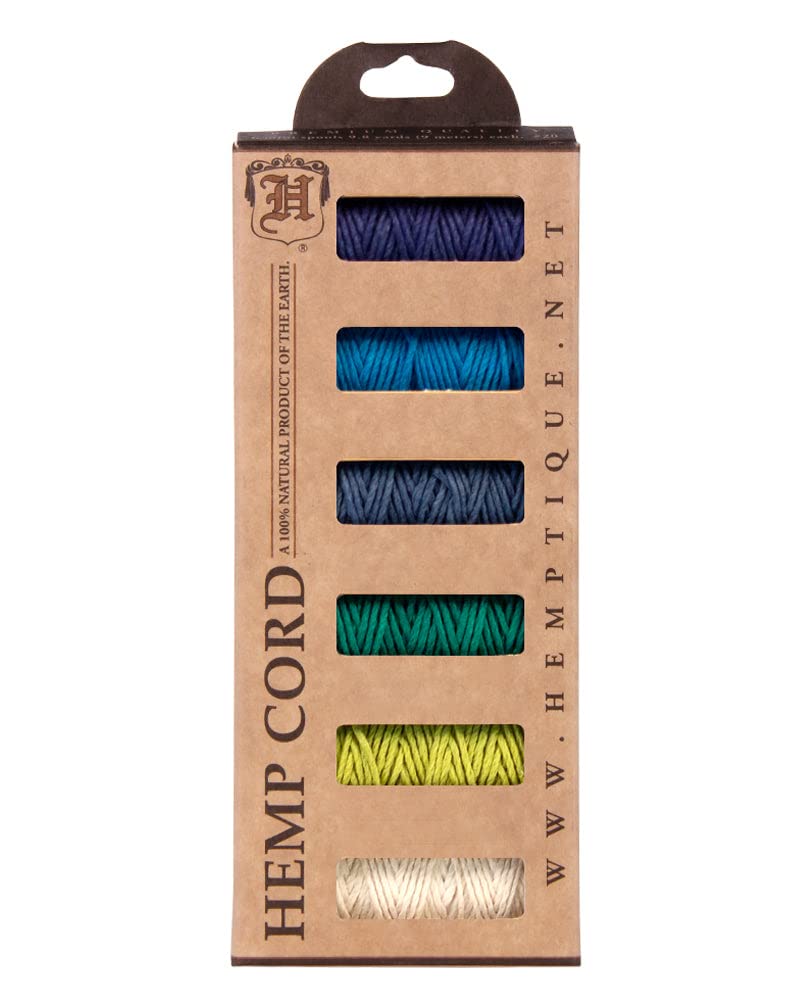 Hemptique #20 Hemp Cord 6-Pack Mini Spools (Eden)