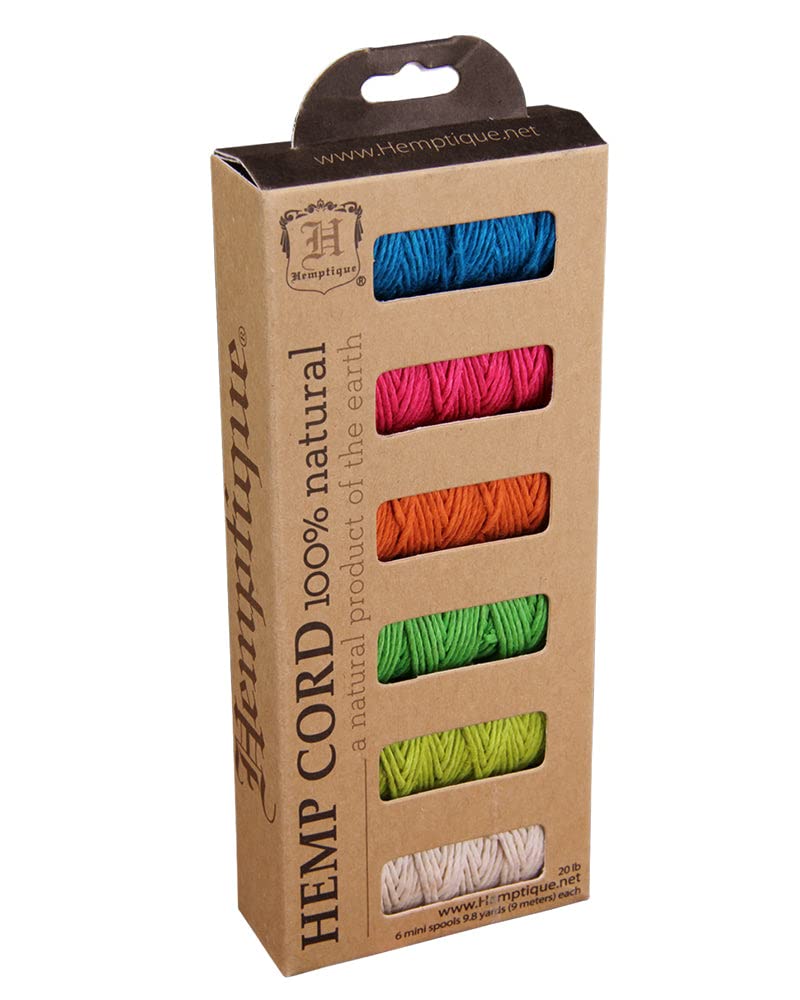 Hemptique #20 Hemp Cord 6-Pack Mini Spools (Eden)