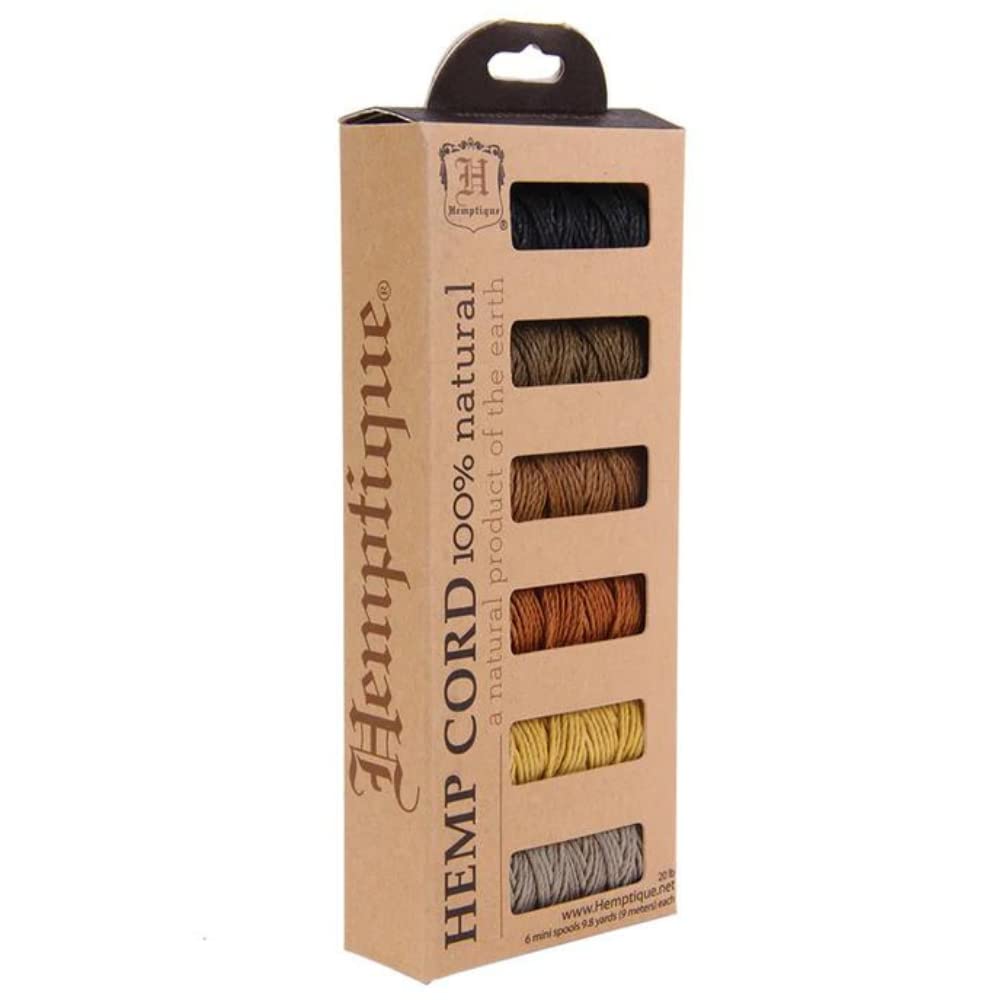 Hemptique #20 Hemp Cord 6-Pack Mini Spools (Eden)