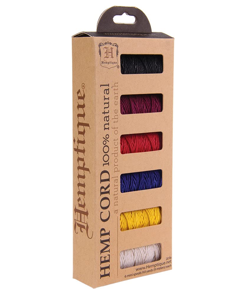 Hemptique #20 Hemp Cord 6-Pack Mini Spools (Eden)