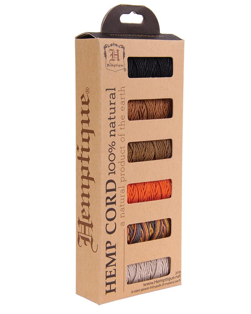 Hemptique #20 Hemp Cord 6-Pack Mini Spools (Eden)