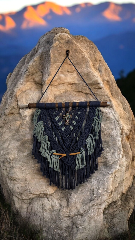 Soothing Blue Macrame Wall Hanging